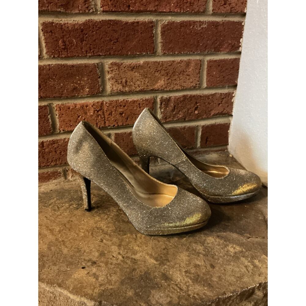 Gold Glitter Pumps 4" Heel, Fioni Night Women 8.5 Bridal Rave Party Glam Prom